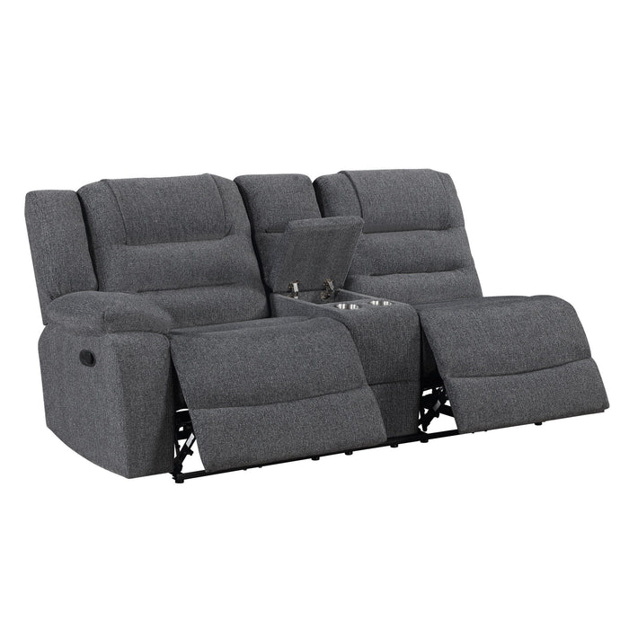 Redondo - Laf Console Loveseat With 2 Recliners - Dark Gray