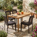 5 Piece Patio Dining Set With Chairs, Outdoor Furniture - Brown Multi / Light Teak Noble House