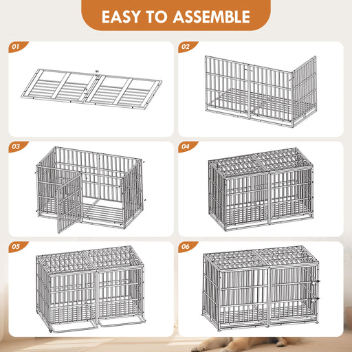 Extra Large Heavy Duty Dog Crate With Removable Pans For Dogs - Black Daily Nest