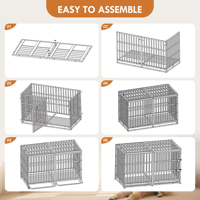 Extra Large Heavy Duty Dog Crate With Removable Pans For Dogs - Black Daily Nest