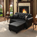 Upholstered Sofa With Nailhead Trim, Rolled Armrests With Ottoman Home Essentials