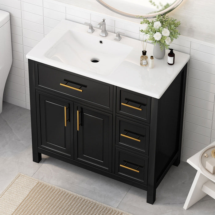 Modern Bathroom Vanity With Sink Top, 2 Doors And 3 Drawers Hearth and Haven