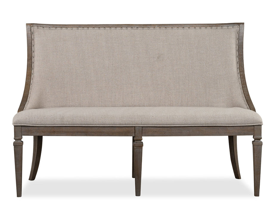 Lancaster - Bench With Upholstered Seat & Back - Dovetail Gray Magnussen Furniture