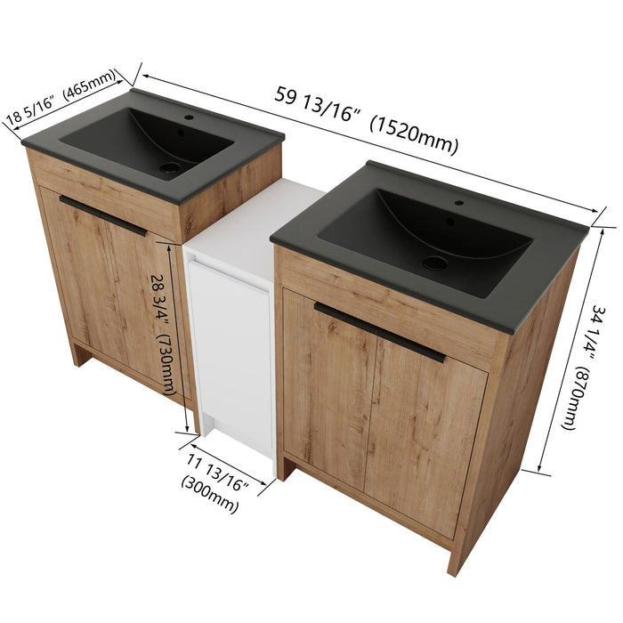 Freestanding Bathroom Vanity With Sink, Storage Cabinets, Soft Closing Doors Home Essentials