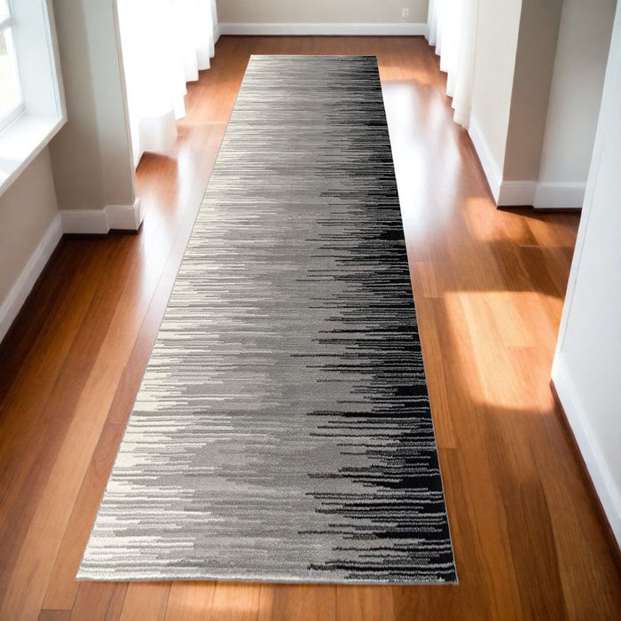 2' x 15' Transitional Striped Runner Rug - Black