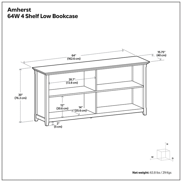 Amherst - Low 4 Shelf Bookcase Simpli-Home