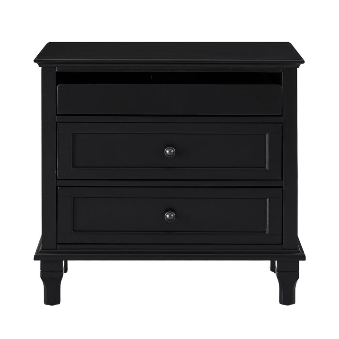 Nightstand With Charging Station, 3 Drawer Storage Table Home Essentials