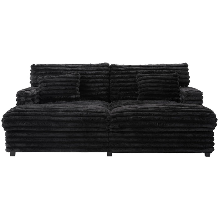 Oversized Double Chaise Lounge Sofa With USB Ports And Cup Holders Hearth and Haven