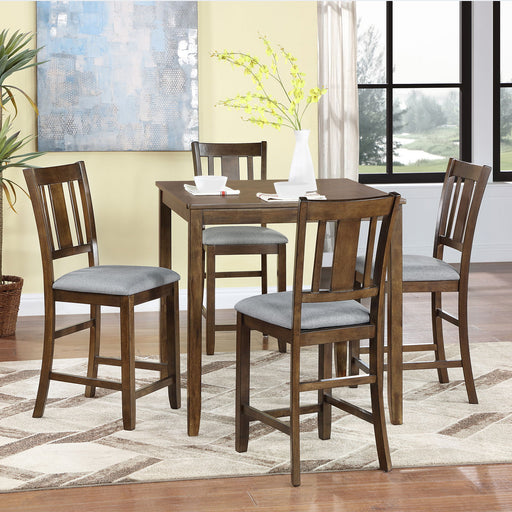 5 Pieces Dining Table Set, Counter Height Kitchen Table Set With Square Table And 4 Upholstered Chairs Home Essentials