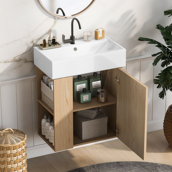 Modern Floating Bathroom Vanity With Ceramic Basin Perfect For Small Bathrooms Hearth and Haven