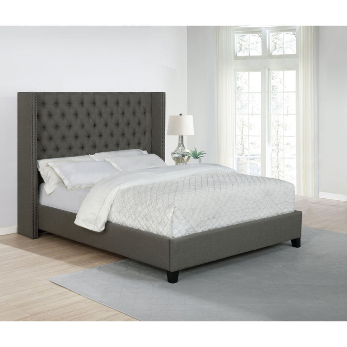 Lendra - Upholstered Wingback Bed With Tufted Headboard Furniture Max