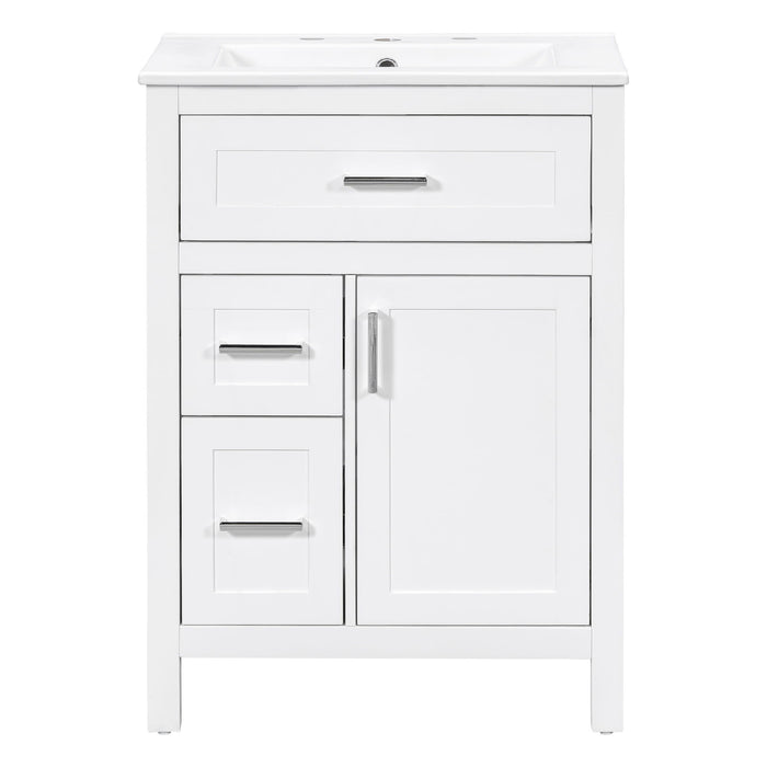 Modern Bathroom Vanity With Sink, Flip Drawer & 2 Drawers, Soft Close Hinges, Adjustable Shelf Hearth and Haven
