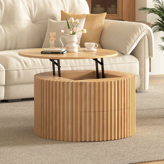 Round Lift Top Coffee Table With Hidden Storage For Living Room Hearth and Haven