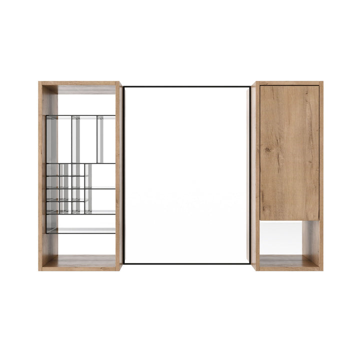 41.3" Wall Mounted Cabinet With Storage, Medicine Cabinet With Door And Adjustable Shelves - Imitative Oak Home Essentials