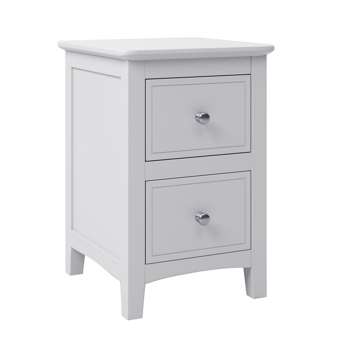 2 Drawers Solid Wood Nightstand End Table - White