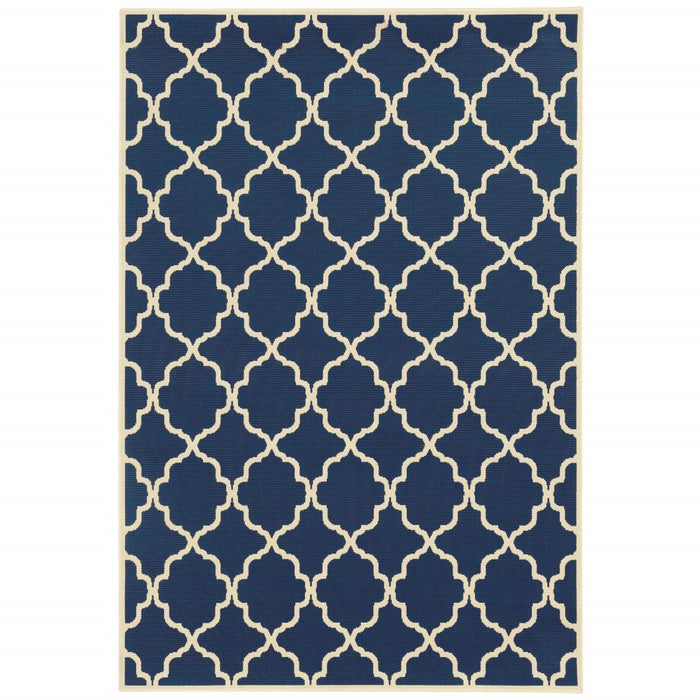 Indoor / Outdoor Area Rug - Blue / Ivory