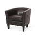Faux Leather Club Chair With Curved Backrest - Brown Noble House