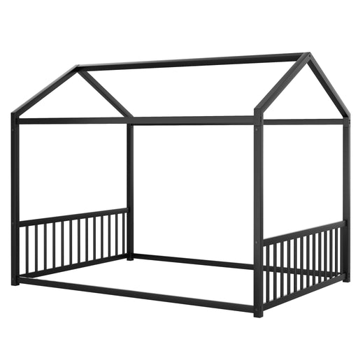 Montessori Style Floor House Shaped Bed With Safety Guardrails Hearth and Haven