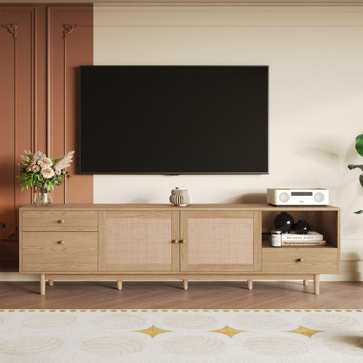 TV Stand With Doors - Natural Hearth and Haven