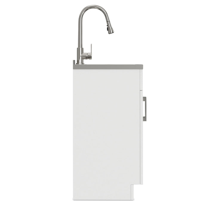 Modern Shaker All-In-One Laundry Utility Sink And Cabinet With Pull-Out Faucet Simpli-Home