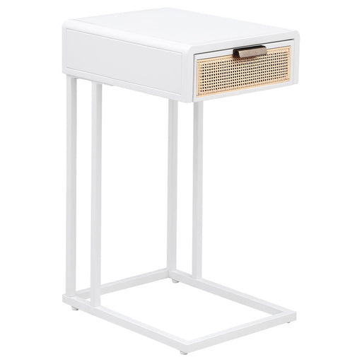 Kenneth - C Shape Side Table With Single Drawer - White Furniture Max