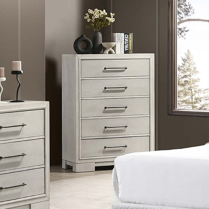 1 Piece Chest With Square Legs And Sleek Handles - Antique White Home Essentials