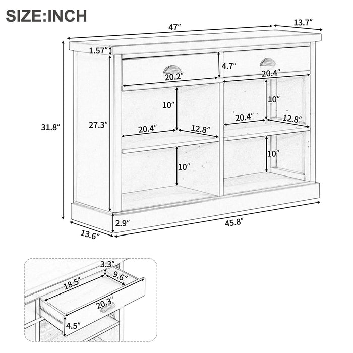 Console Table With 2 Drawers And Open Shelves Hearth and Haven