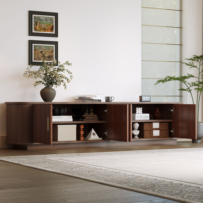 70" TV Stand With Ample Storage, Refined Curved Corners - Dark Brown Hearth and Haven