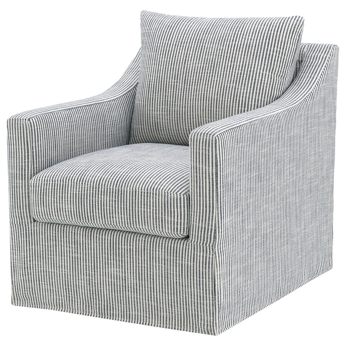 Merced - Upholstered Sloped Arm Accent Swivel Chair With 360 Degree Swivel Base - Gray Furniture Max