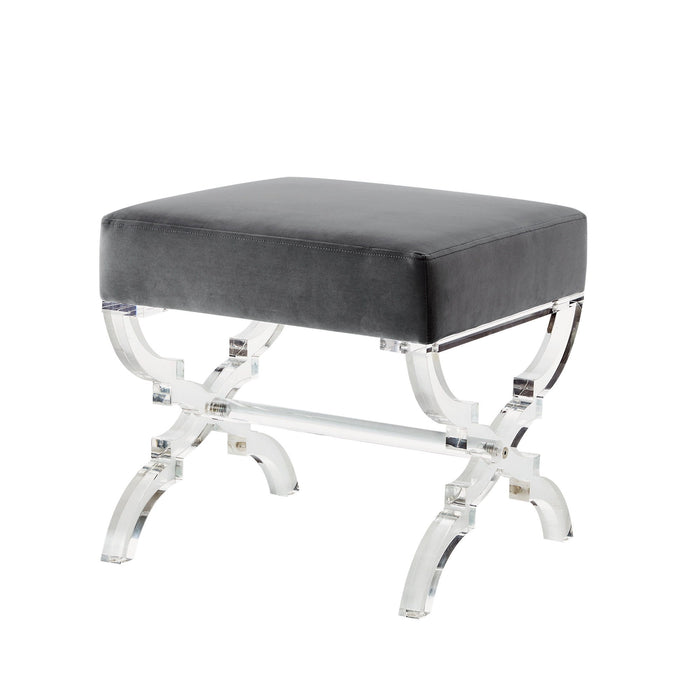 Velvet Ottoman - Gray / Clear