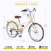 24" Cruiser Bike With 6 Speed Gear System, Rear Rack & Cup Holder Daily Nest