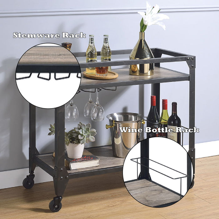 Jorgensen - Serving Cart - Rustic Oak & Charcoal ACME