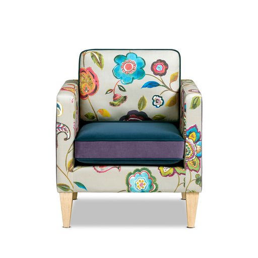 Mamba - Patchwork Accent Chair - Teal Blue Purple / Multicolored Floral Jennifer Taylor Home