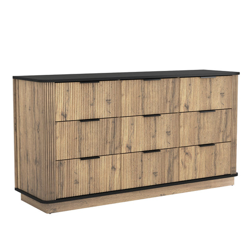 Modern 9 Drawer Cabinet With Metal Rounded Corners Multi Functional Storage - Black Home Essentials