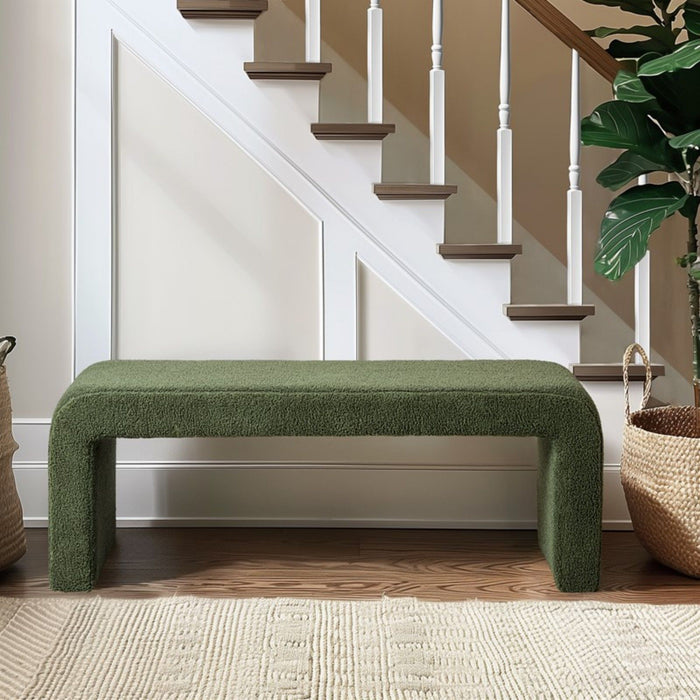Modern Contemporary Boucle Waterfall Bench