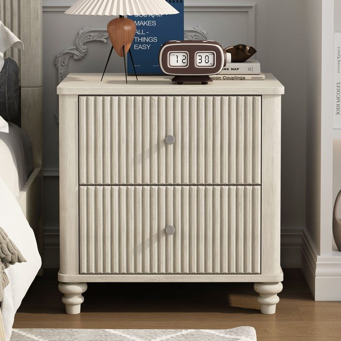 Fluted Nightstand With 3 Drawers Home Essentials