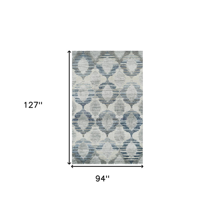 8' x 11' Geometric Area Rug - Blue And Ivory