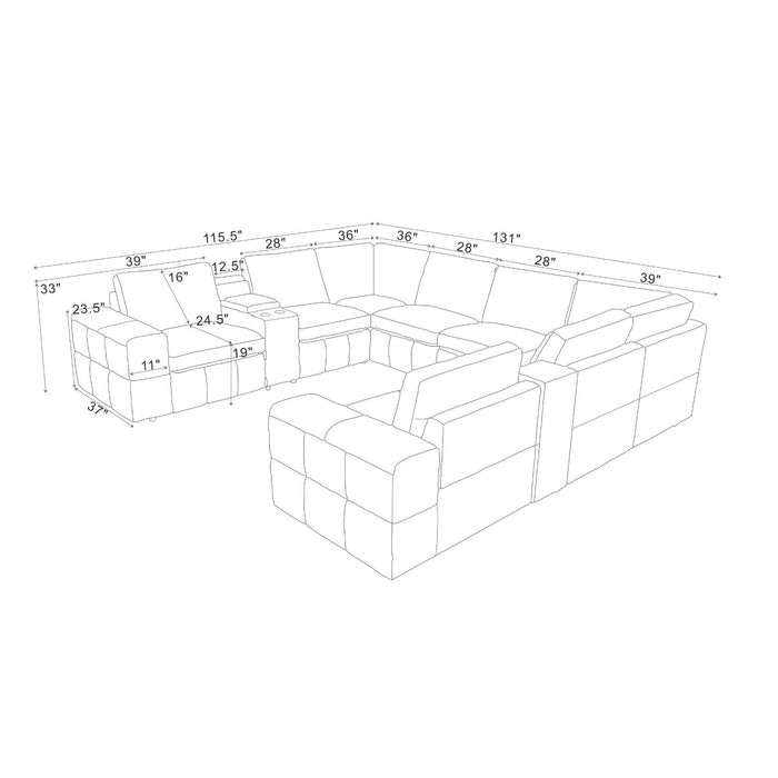 Modular Sectional With Large Square Arms Home Essentials