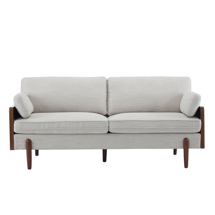 Mid Century Moderne Sofa With Wood Sides Noble House