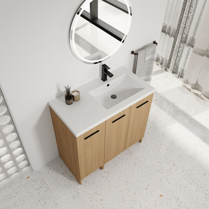 Wall Mounted Floating Bathroom Vanity With Sink, 3 Door Modular Cabinet Home Essentials