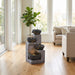 4 Tier Cascading Water Fountain With Warm LED Lights, Quiet Pump For Patio - Gray Daily Nest