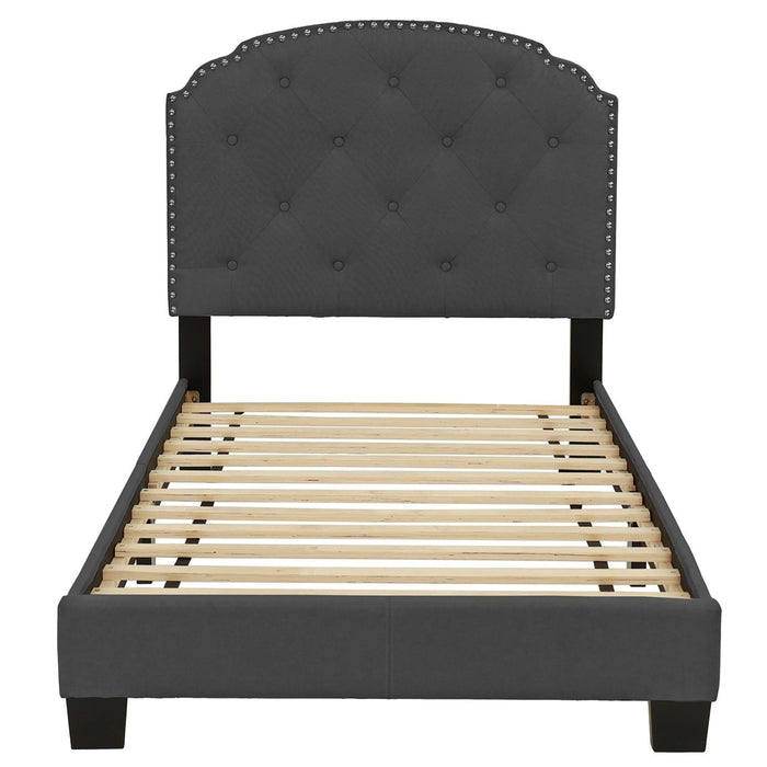 Button Tufted Bed With Nailhead Trim Home Essentials