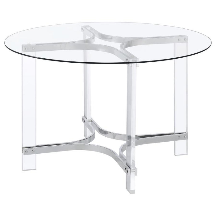 Keeling - Round Glass Top Acrylic Dining Table - Chrome