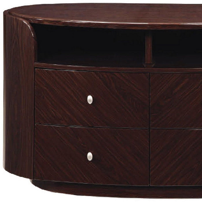 Cabinet Enclosed Storage TV Stand - Dark Brown