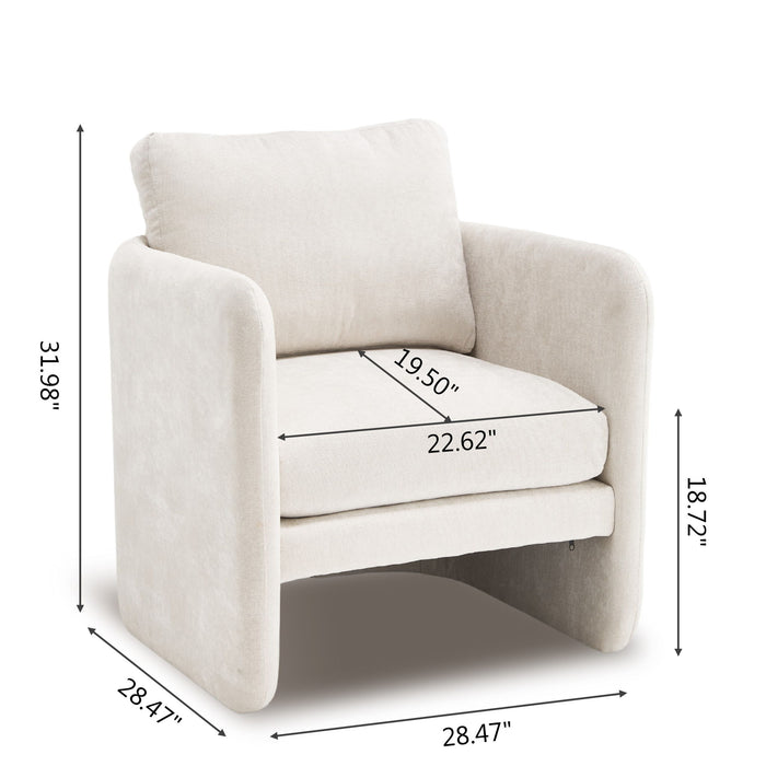 Armchair With Low Profile Curved Frame - Beige Home Essentials