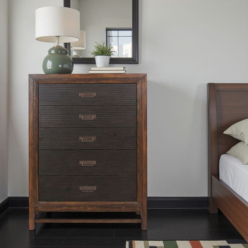5 Drawer Chest, 2 Tone - Brown Home Essentials