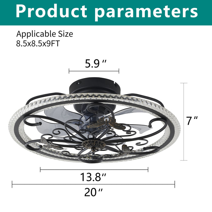 Ceiling Fan With Lights Remote Control, 6 Speeds 3 Color Caged Ceiling Fan - Matte Black Daily Nest