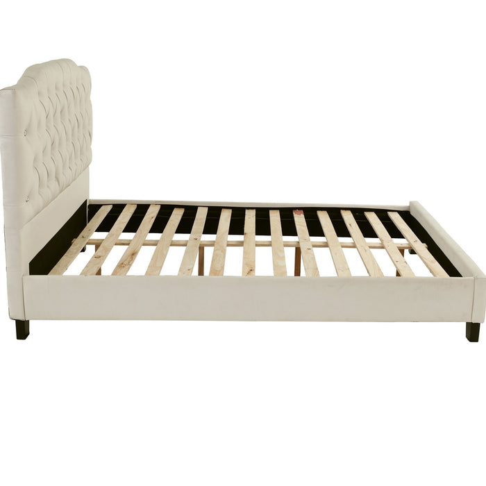 Modern Bed Frame With Tufted Upholstered Headboard Home Essentials