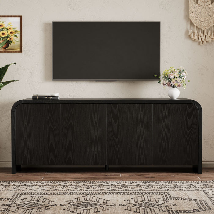 Curved Edge TV Stand With Large Cabinets Hearth and Haven