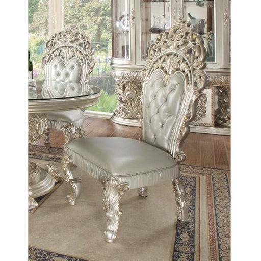 Sandoval - Side Chair (Set of 2) - Beige Synthetic Leather & Champagne ACME